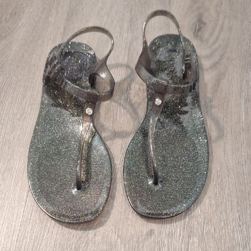 Lapreen Glittery Sandals with Rhinestone Accent Size 8